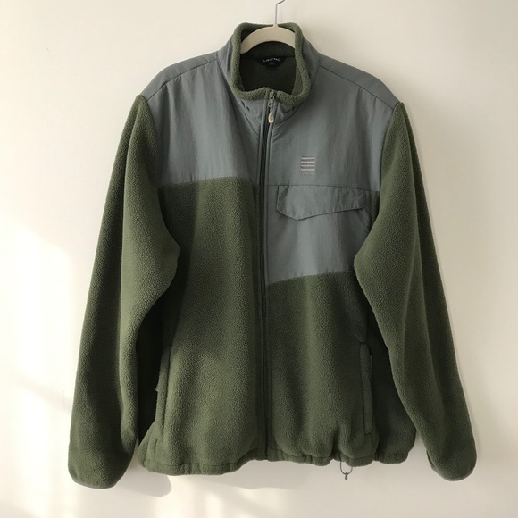 Lands End Green & Gray Zip Up Fleece Jacket - Picture 1 of 16
